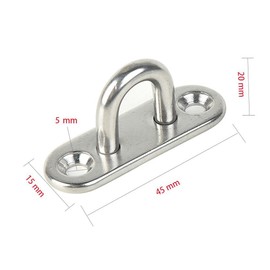 SUNRIZ Set of 4 Stainless Steel Eye Plates, 5 mm Cover Plate, Stainless Steel, Mounting Hooks, Eye Plate, Stainless Steel, Wall Hook for Hanging Chair, Awning and Much More