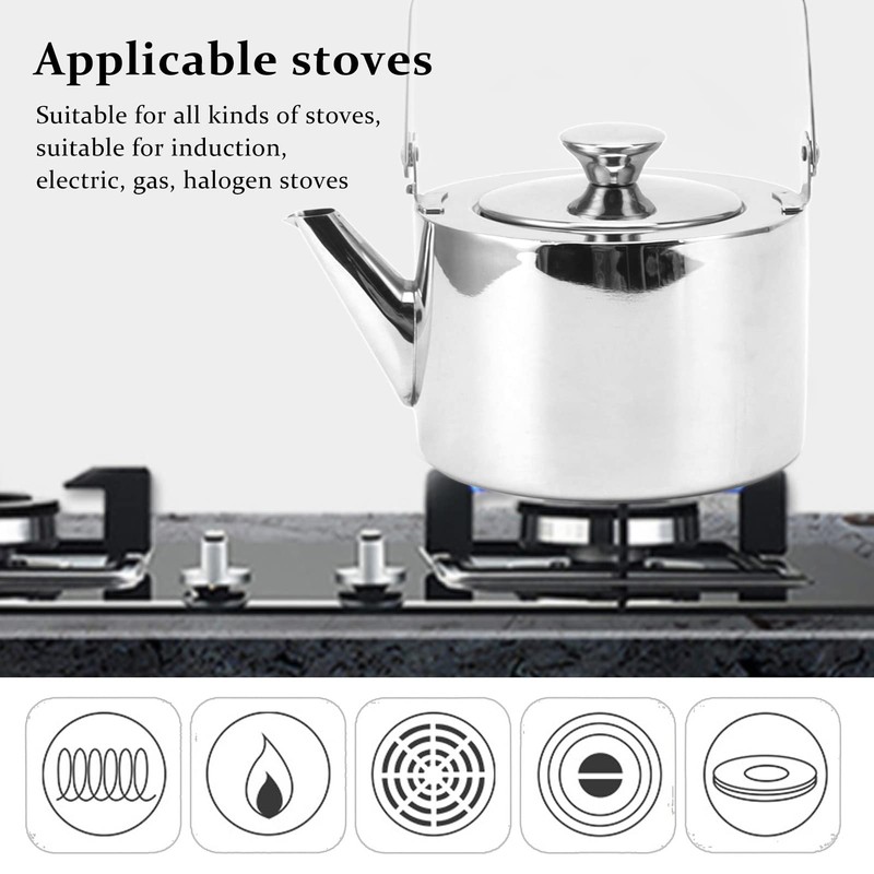 Camping Tea Kettle, Stainless Steel Tea Kettle with Strainer for