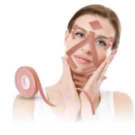 WXYISIVEN 1 Roll Instant Face Lift Tape, Facial Myofascial Patch for Wrinkles Treatment Sticker for V Line Lifting Sagging Skin, Forehead Fines, Eyelid, Nasolabial Folds, Laugh Neck Lines (1cm*5m)