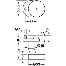 JUVA Door Knob Fixed Door Handle Polished Brass Door Fitting Fixed on Round Rosette LDK 212 Button Diameter 53 mm Door Knob Stainless Steel PVD for Outdoor and Indoor Use 1 Piece Door Knob with Push