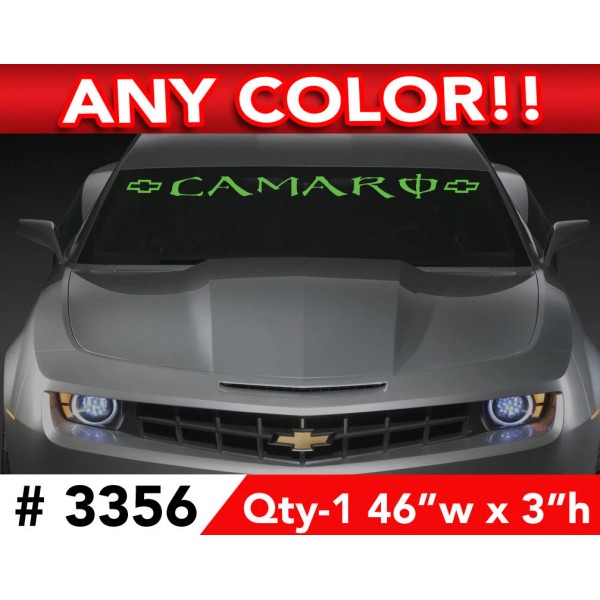 oracal CAMARO w BOWS ENERGY FONT WINDSHIELD DECAL STICKER 46"w