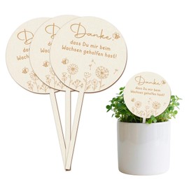 BOFUNX 4 Stücke Holz Blumenstecker Danke Dass Du Mir Beim Wachsen Geholfen Hast, Holzstecker Blumentopf Holzschild für Kita Kindergarten Abschiedsgeschenk Erzieherin Erzieher Danke Geschenk