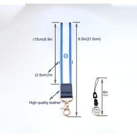FFILL Israel Israeli Key Flag,Country Wristlet Strap Lanyard Keychain Holder with Key Ring Cell Phone lanyards Key Chain Holder,Be Used for Car ID Backpacks Luggage Motorcycles,Gifts - EDC.