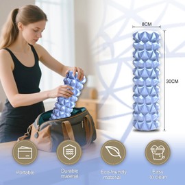 OAKENCREST Fascia Roller with 3D Texture Massage, Foam Roller Massage, Massage Roller, Fitness Roller, Sports Roller to Relieve Muscle Tension, for Back, Spine, Back, Legs, 30 x 8 cm (Blue)