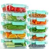 C CREST [10-Pack] Glass Food Storage Containers with Lids, Airtight,