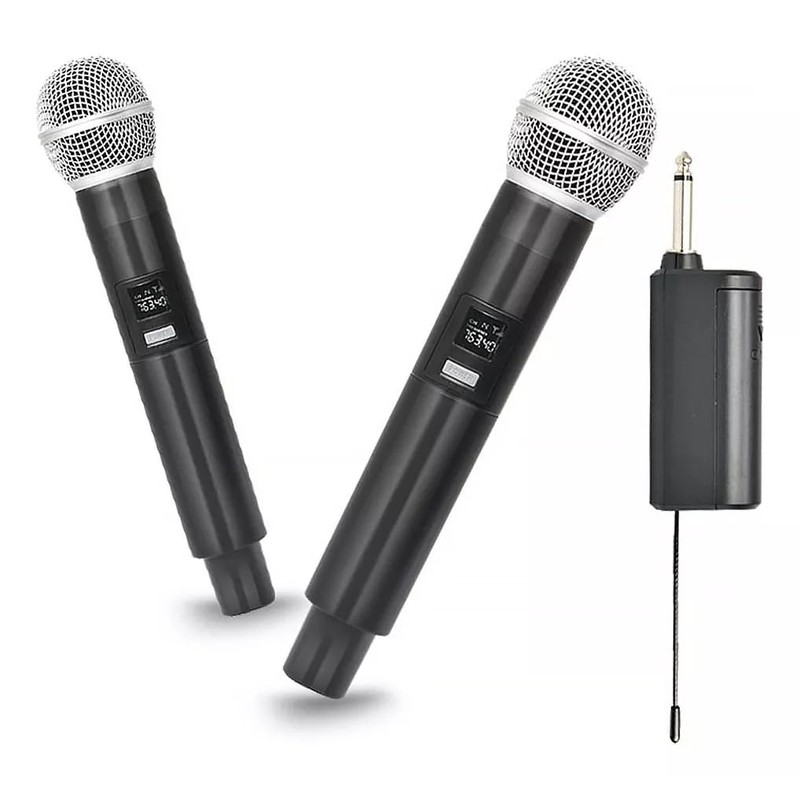 SM58 Microfonos Inalambricos 2 de Mano Dinamico UHF con Receptor