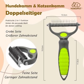 YOKOPET Undercoat Brush Dog, Cat & Dog Brush, Undercoat Brush Dogs for Long Hair & Short Hair Cats Dogs, Double-Sided 9+17 Round Teeth, Top Hair Protection, Anti-Knot