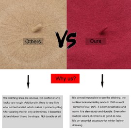 Wheebo Wool Beret Hat,Solid Color French Style Winter Warm Cap for Women Girls (Cranberry)