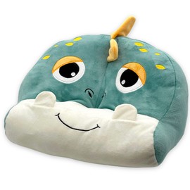 MIJOMA Tablet Cushion for eReaders, Books, Tablets up to 12.9 Inches, Ideal for Bed, Sofa, Table, Cuddly Cushion, Cushion Stand, Bookend, Book Tray, Soft Velvet Plush, with 3 Pockets (Dinosaur)