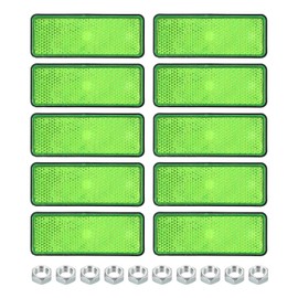 PATIKIL Rectangle Rear Reflectors, 10 Pcs Safety Reflective Warning Reflector Plastic Universal Motorcycle Reflector with M5 Screw Mount for Car Motorcycle Trailer Bike Bicycles, Green