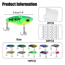 Fishing Lure Set, 10 Pieces Spinner Blade Baits with Double Hooks, Bright Colours Wobbler Artificial Bait Set with 2 Tackle Boxes + 20 Swivels for Freshwater and Saltwater