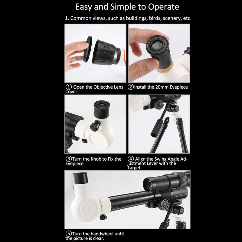 Children Astronomy Telescope with Adjustable Tripod Lightweight Portable Telescope for