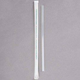 Eco-Products 7.75" Drinking Straws, Clear, Wrapped and Renewable, 400 per pack