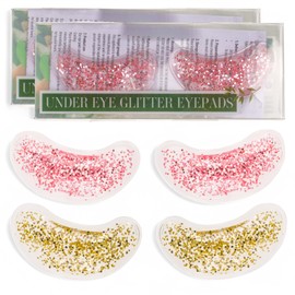 MIJOMA Under Eye Glitter Eyepads - Cooling Eye Pads with Glitter for Wellness & Selfcare - Reusable Pads for Relaxed Eye Areas - Set of 2 (Romantic Glow)