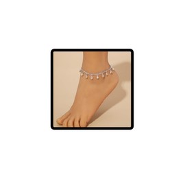 Carufin Bell Anklet Bohemian Adjustable Bells Anklet Bracelets Summer Beach Foot Chain Jewelry for Ladies (Silver)