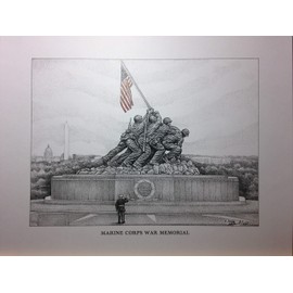 Marine Corps War Memorial (Iwo Jima Flag Raising) 11"x14" signed/numbered print