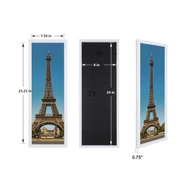 HOMESEVEN 8x24 Frame, 8x24 Panoramic Picture Frame, Solid Wood Poster Frame-Horizontal and Vertical Wall Hanging for Home, Exhibition, Caffe(Black)