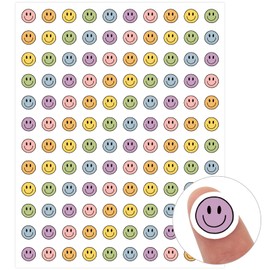 JarThenaAMCS 2400Pcs Mini Smile Face Sticker Pastel Happy Face Paper Decal 6 Colors Self-Adhesive Sticker for Reward Envelope Scrapbook Gift DIY Supplies, 0.5 in