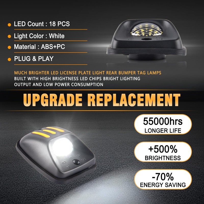 Gempro Amber OLED Neon Tube LED License Plate Light Tag