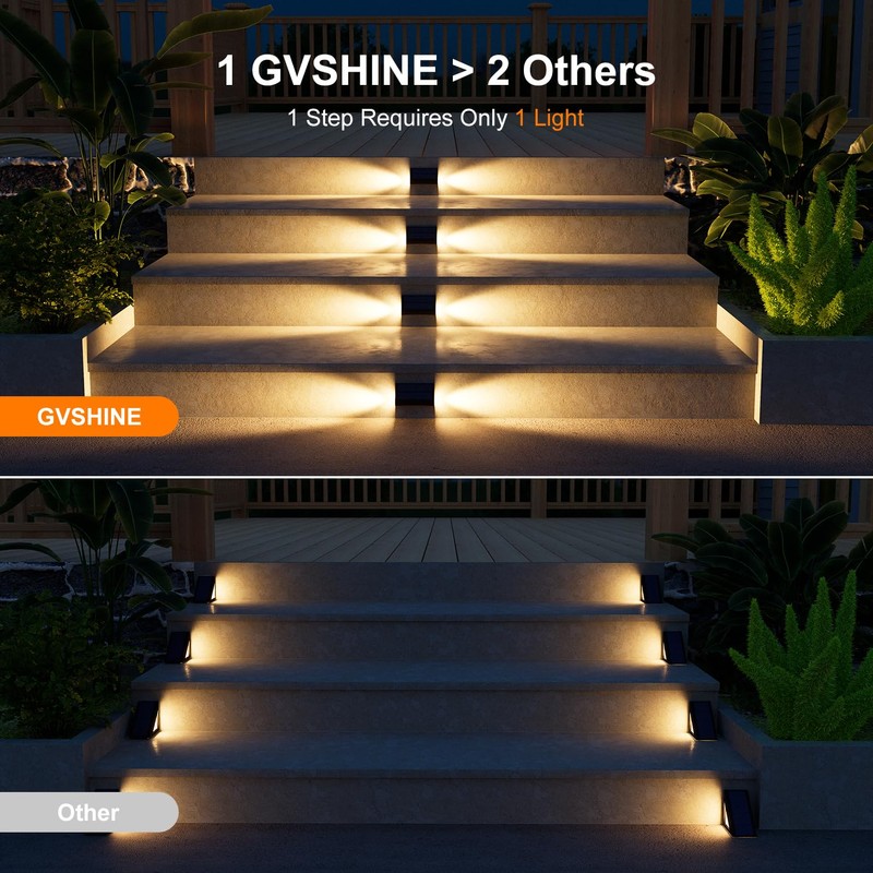 16 Pack Warm White Solar Powered Stair Lights for Outside