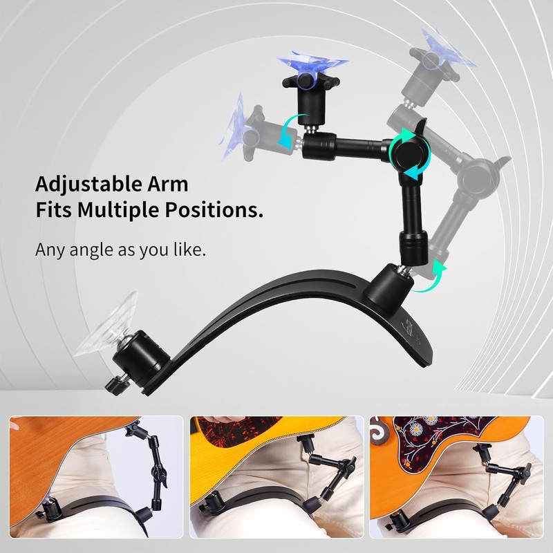 GUITTO - Soporte de guitarra ajustable con ventosa y rótula