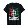 Green White Red Buffalo Plaid Merry Christmas Trees Gift T-Shirt