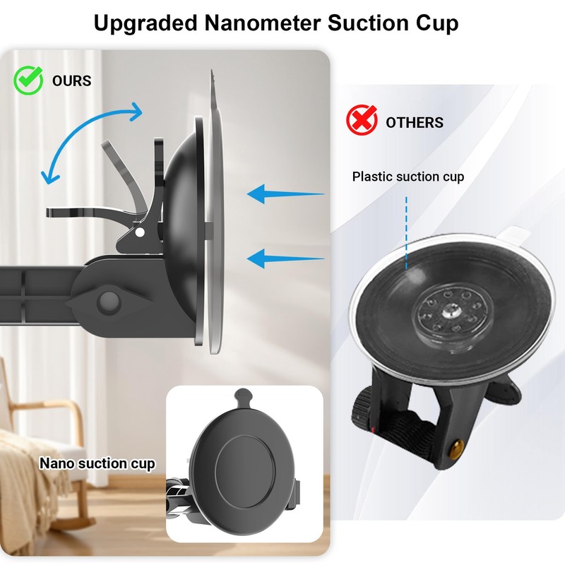 Voinap Suction Cup Mirror Phone Holder with Rechargeable Light, Versatile