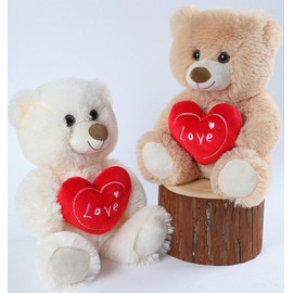 Ruzucoda Plush Teddy Bear with Heart Stuffed Animals Toys Dolls Birthday Valentine's Day Gifts for Girls Girlfriend Lover 9 Inches (Brown)