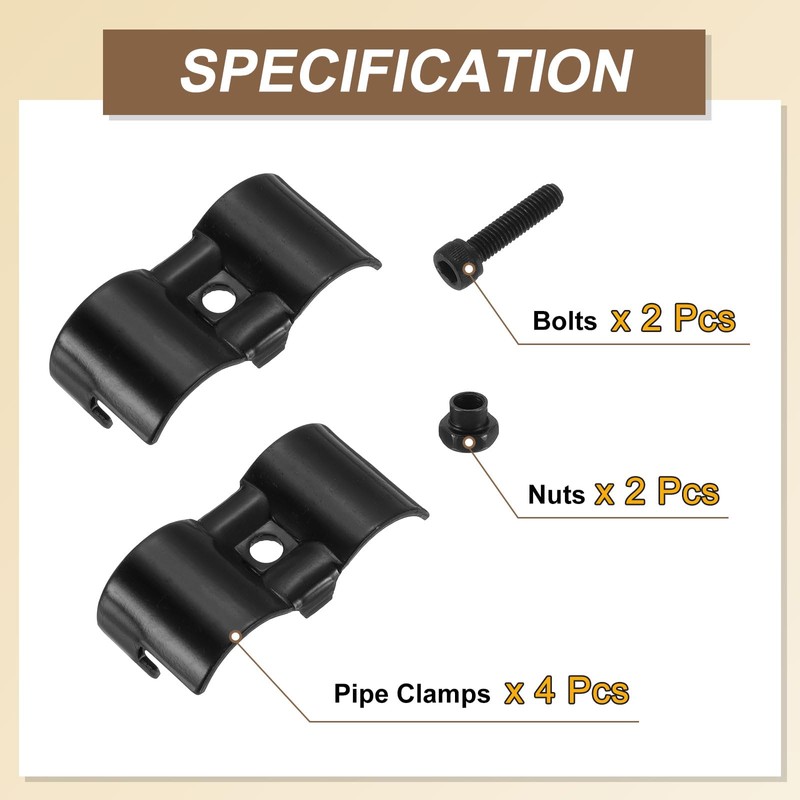 sourcing map 2 Pcs Double Port Parallel Pipe Clamps, 1-1/8"