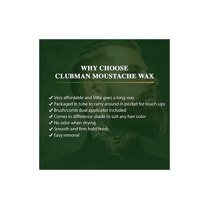 Clubman Moustwax with Brush, White (Neutral)