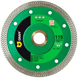 GRAFF Super Thin 4 ½ Inch Porcelain and Ceramic Tile Diamond Blade - Diamond Cutting Wheel for Hard Tile, Ceramic, Natural Stone, Marble, Granite, Porcelain - Diamond Saw Blade for Angle Grinder