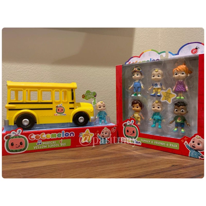 COCOMELON Yellow JJ School Bus & Friends And Family 6-Figures