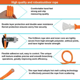 Gangying 2m Climbing Rope 8mm Static Nylon Heavy Duty for Rescue Boats Parachutes Hiking Outdoor Mountaineering Camping Swing High Load-Bearing Capacity and wear Resistance