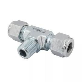 FITOK Male Branch Tee 3/8" OD x 3.8" OD x 1/4" MNPT Zinc Plated Steel Fitting