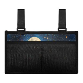ZOUTAIRONG Moon Mushroom Wheelchair Side Bag Walker Bag Wheelchair Accessories for Adults Waterproof Armrest Organizer Storage Pouches with Reflective Stripes for Electric Wheelchair Walkers Seniors