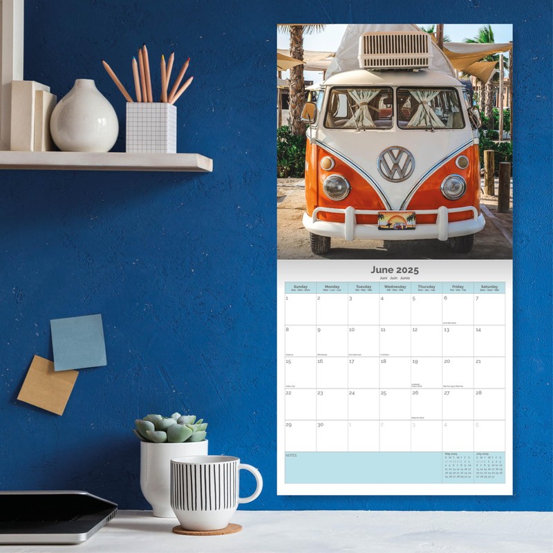 Dayplanner Publishing Camper Vans Calendar 2025, Large Square Wall Calendar,