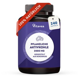Activated Carbon Tablets – 2000 mg – 240 Tablets – 100% Natural – Activated Carbon from Coconut Vitavea