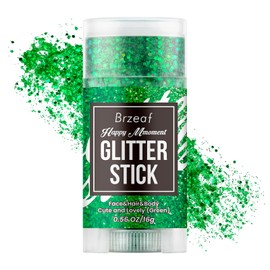 Brzeaf Green Body Glitter Stick, Soccer World Cup Rave Accessories, Chunky Glitter for Face/Body/Hair/Eyes/Lip, Glitter Stick Makeup & Face Glitter Gel for Women Men 0.56 OZ