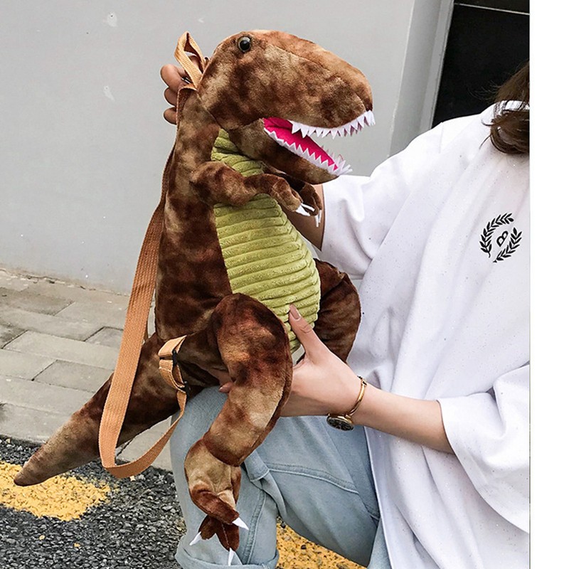 Kids Dinosaur Backpack Cartoon 3D Dinosaur Shape Soft Plush Kids
