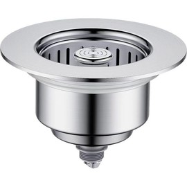 Kitchen Sink Drain Strainer, 3-in-1 Stainless Steel Pop Up Sink Stopper, 3-1/2 inch (71-95mm) Anti-Clogging Sink Strainer Basket, Sink Drainer Filter Plug