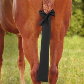 Harrison Howard Stretchy Tail Bag Breathable Horse Tail Guard Slip on Design Protect Horse Tail 2 Strand Closure Straps Keep Tail Clean & Protected 22" L Length Makes Grooming Easy-Classic Black
