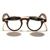 Dweebzilla Faux Wood Frame Round Flip Up Sunglasses (Dark Brown