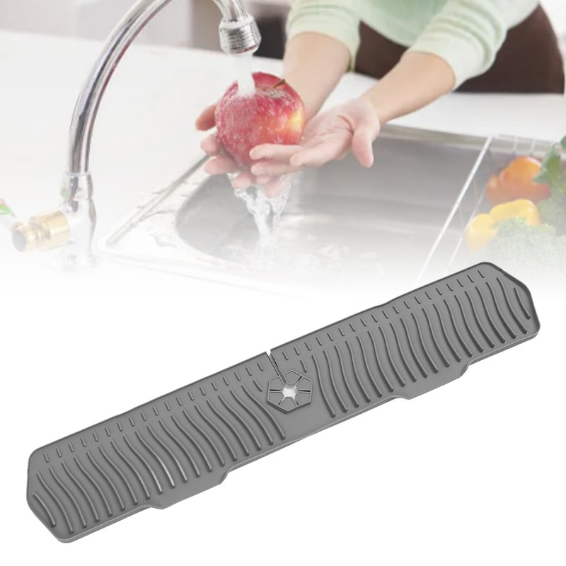 Silicone Faucet Mat Drip Tray Counter Guard with Slope Kitchen