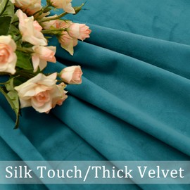 Hiasan Teal Velvet Curtains 90 inch Blackout Rod Pocket Thermal Insulated Soft Curtains Room Darkening Window Drapes with Tiebacks for Bedroom Living Room, Set of 2 Panels, 52W x 90L