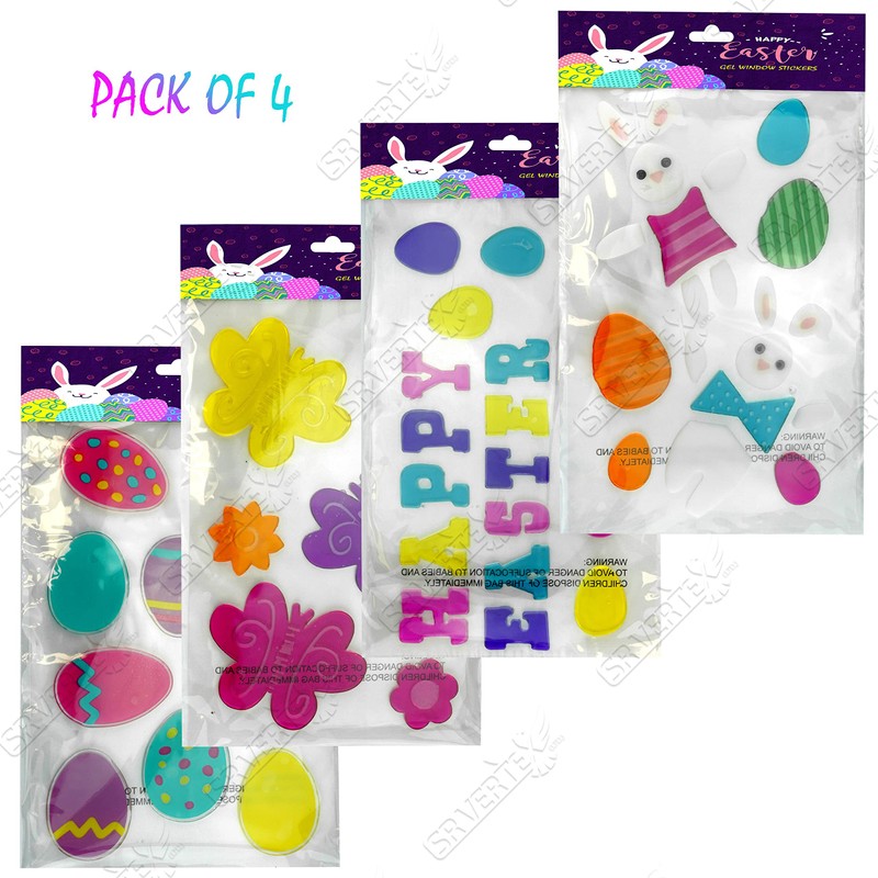 Easter Window Stickers, 4 Sheets 44Pcs Happy Easter Stickers, Easter