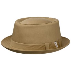 Stetson Cotton Pork Pie Fabric Hat - Plain Hat - Classic Cut - Made in Italy - For Men and Women - Spring/Summer, khaki, M