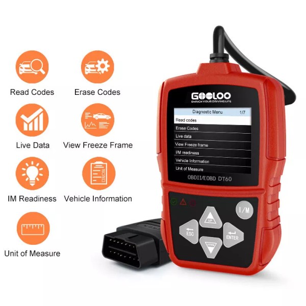 GOOLOO DT60 Automotive OBD2 CAN OBDII Car Code Reader Diagnostic