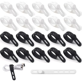 20 Piezas Organizador de Cables Organizador de Cables Ajustable de Silicona Atadura para Cable, Enrollador de Cables, Sujetador de Cables (Negro 10pcs y Blanco 10pcs)