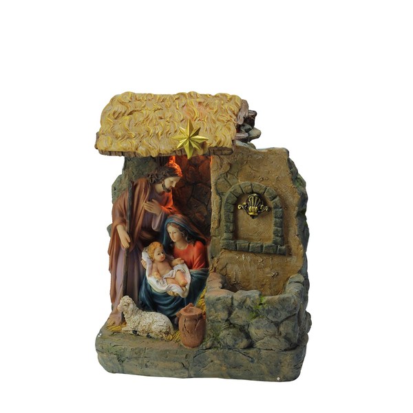 Northlight 14" Brown and Gray Holy Family Religious Nativity Fountain