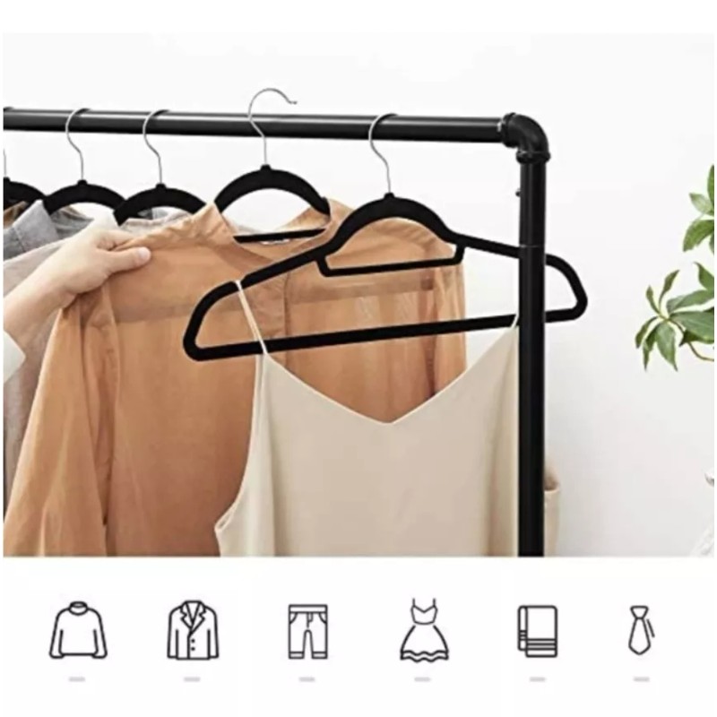 Richards Paquete De Ganchos Para Ropa Aterciopelados Negro 50pz Ri-44